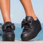Pantofi din piele cu fundă detașabilă Clover, Alb Culoare